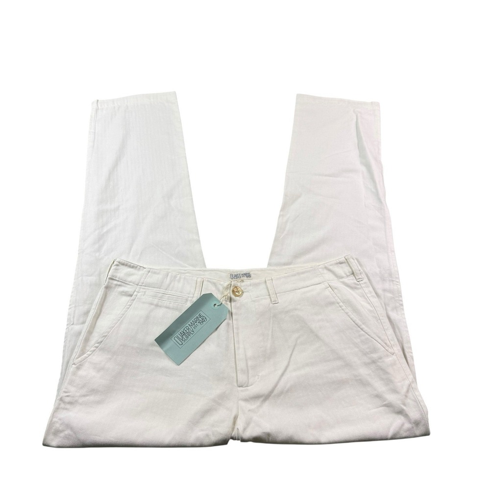 Quaker Marine Supply White Flat Front Chino Pant Size 34x32 NWT
